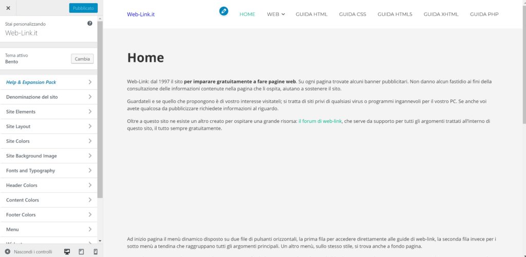 Personalizzazione del tema WordPress